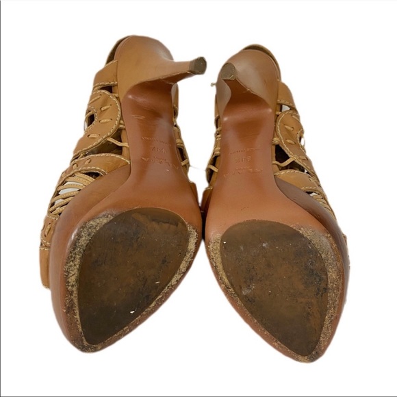 Alaia Paris Strappy Tan High Platform Heels Size 38.5 - Picture 7 of 14
